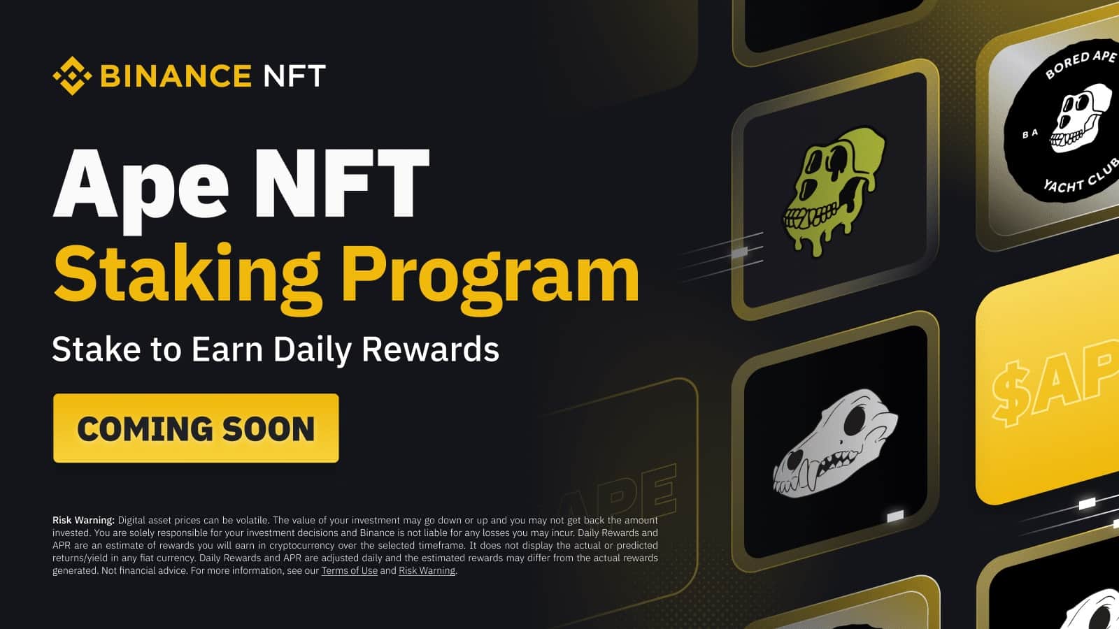 Binance launches Ape NFT staking on twelve/twelve