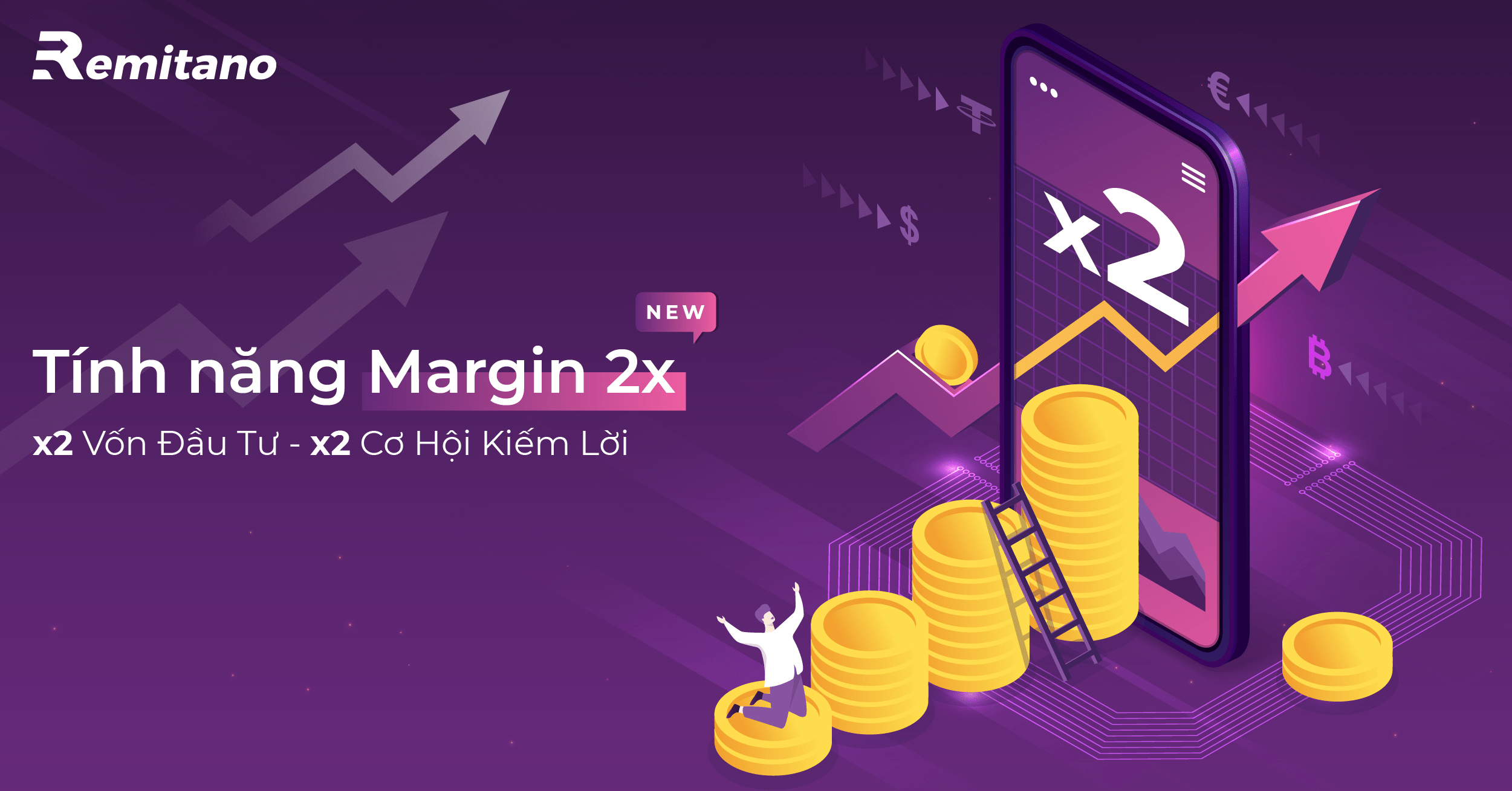Double your crypto investment with Remitano’s 2x Margin