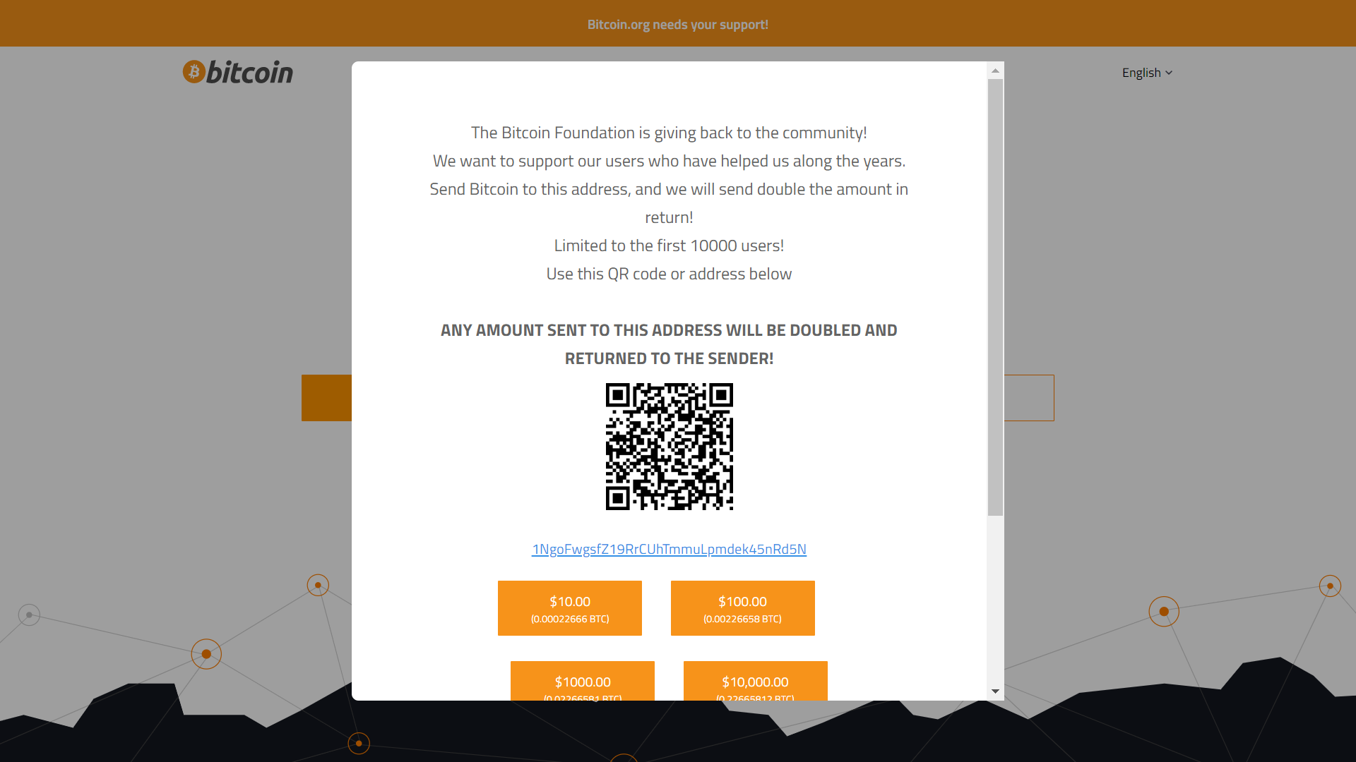 Bitcoin.org site hacked, enter BTC giveaway scam