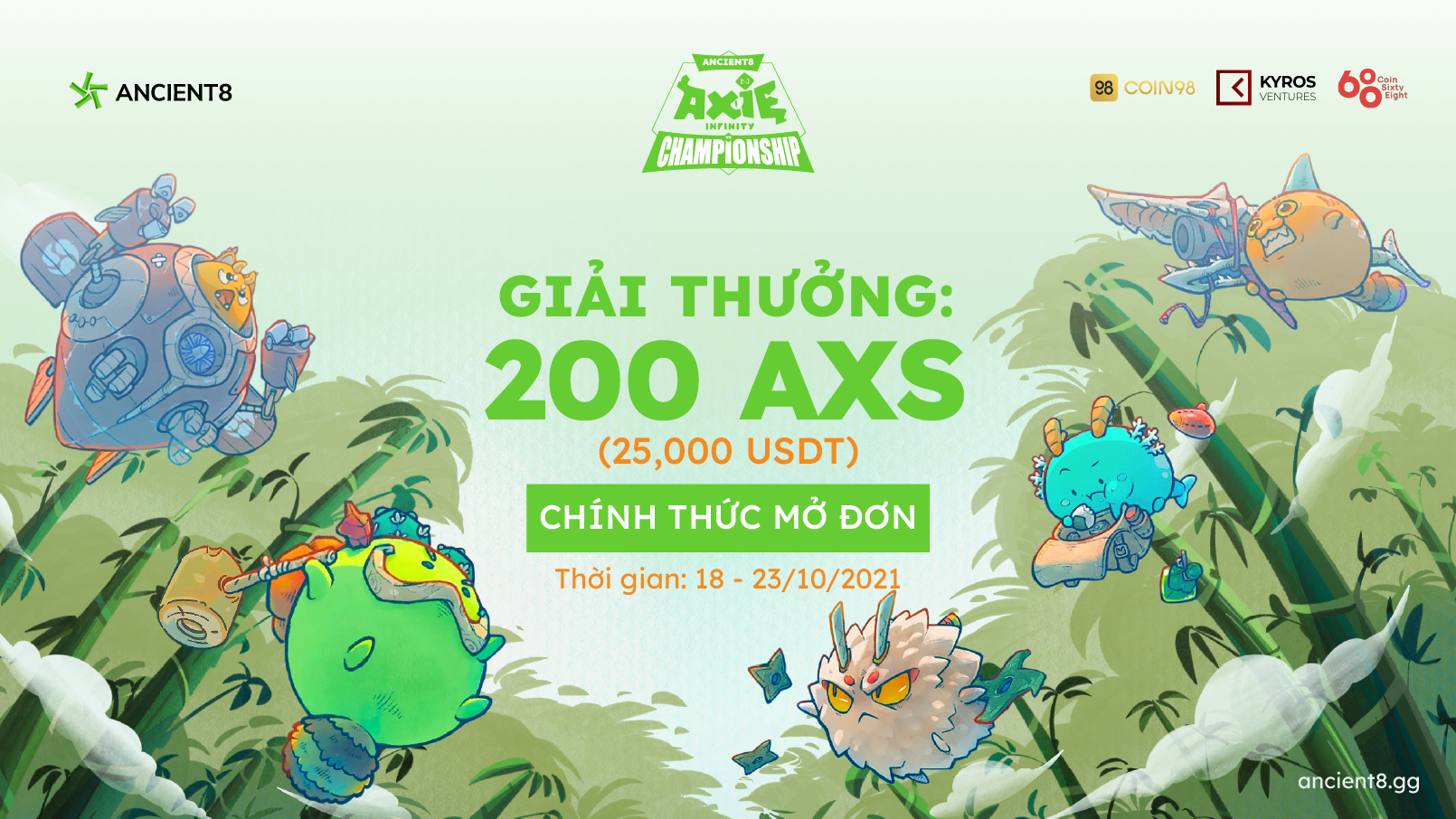Ancient8 kicks off the Axie Infinity VN Championship with a complete prize pool of 200 AXS