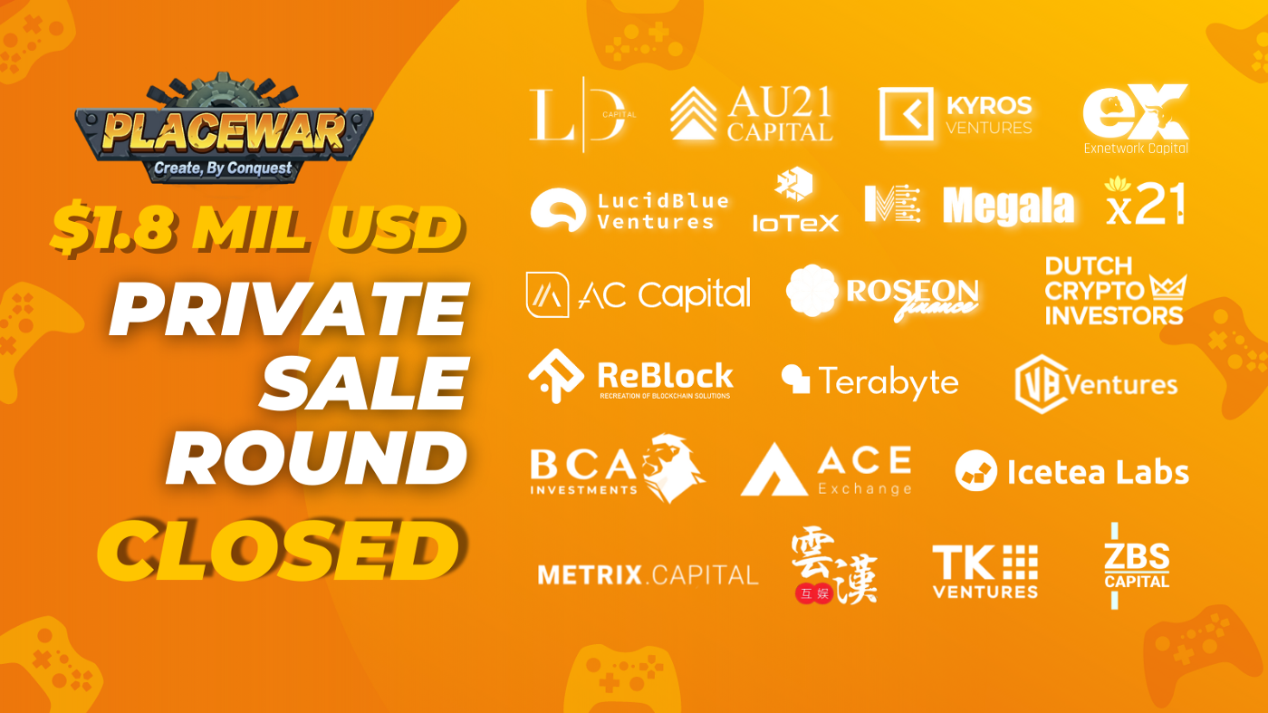 PlaceWar completes personal funding round with $ one.eight million from the world’s foremost blockchain investment money