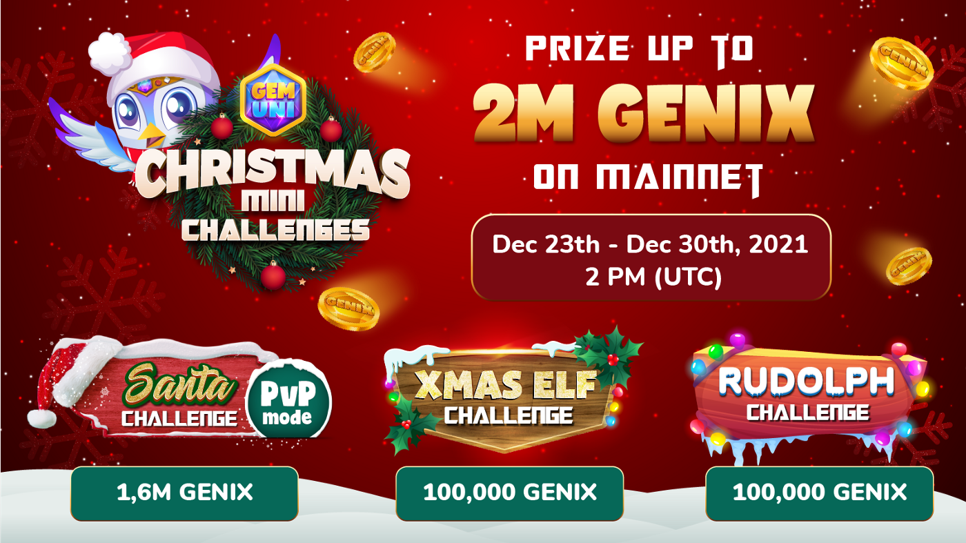 GemUni (GENI) launches “Christmas Mini-Challenges” with two million GENIX prizes