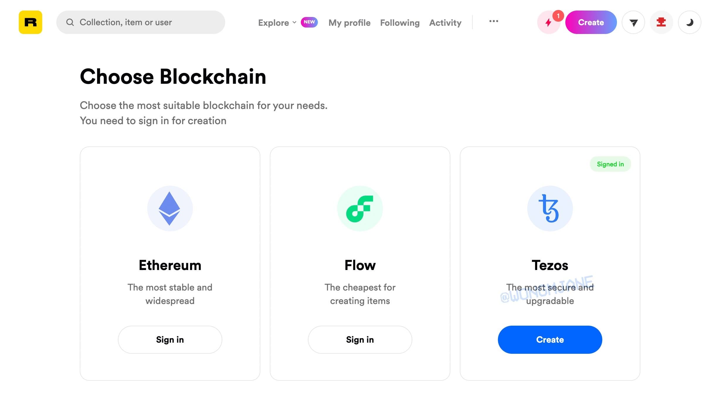The NFT Rarible platform integrates the Tezos blockchain