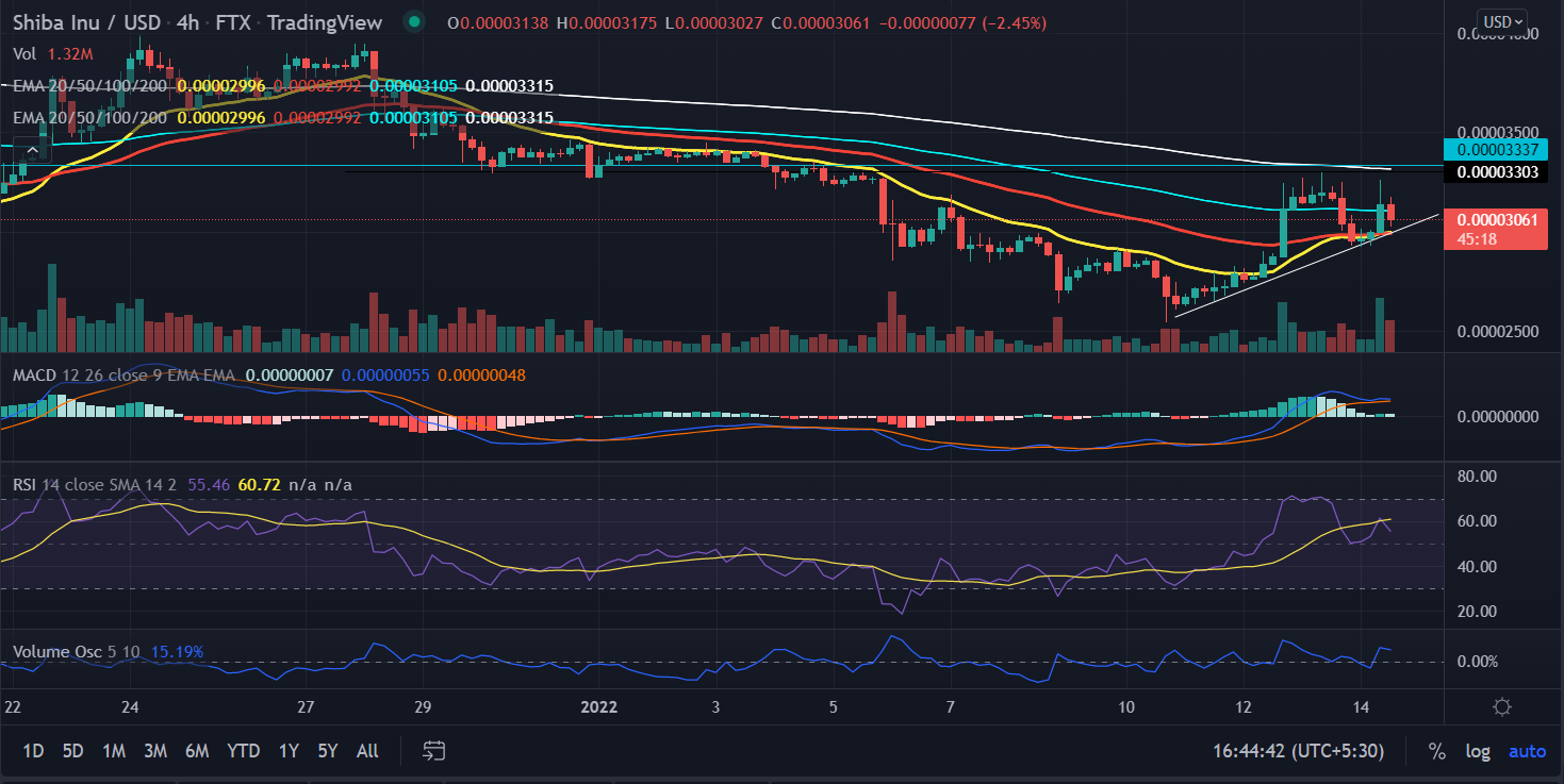 Shiba Inu (SHIB) value is on track to break January large, break over $.000033 is on the horizon.