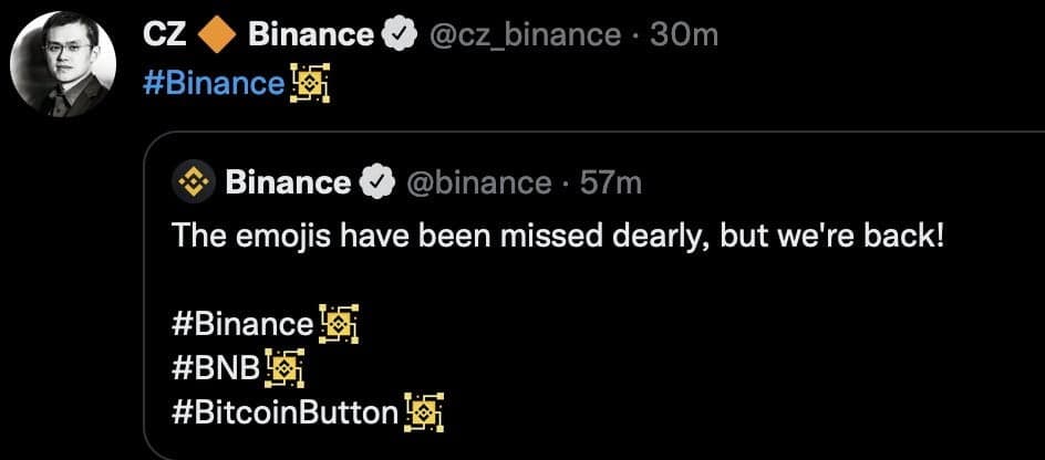 Binance eats sufficient bricks due to the swastika emoji style