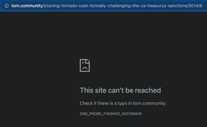 Tornado Cash Discord and admin forums have all of a sudden disappeared