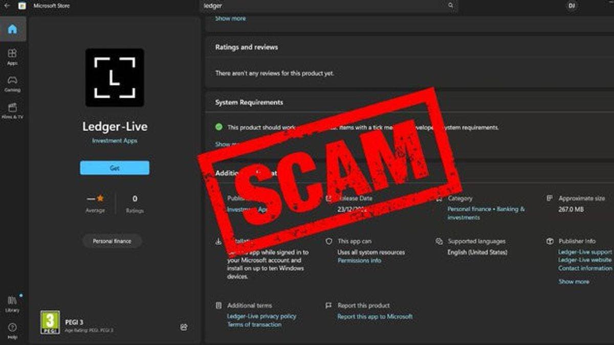 The Fake Ledger application seems on the Microsoft App Store