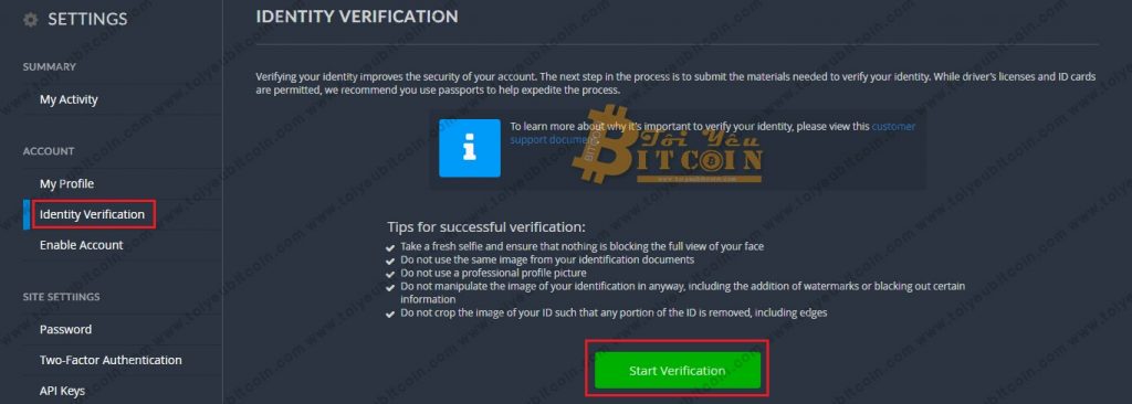 Bittrex account verification.  Photo 2