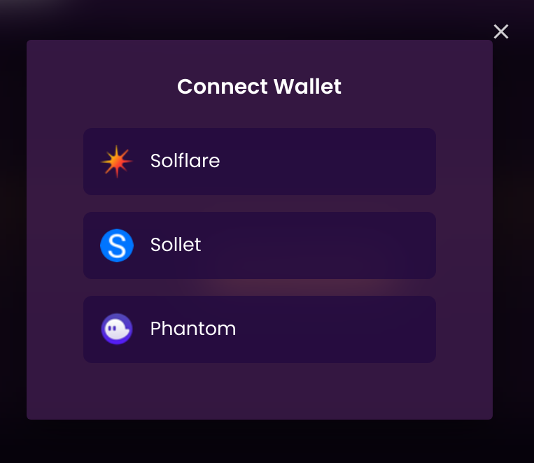 choose a connected wallet