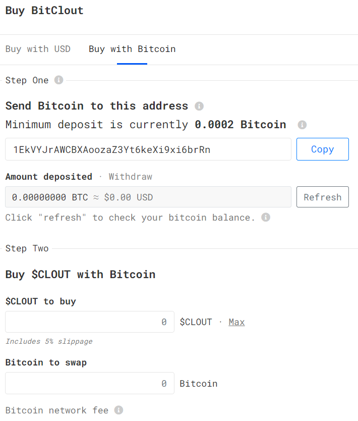 deposit BTC into wallet and swap to BTCLT