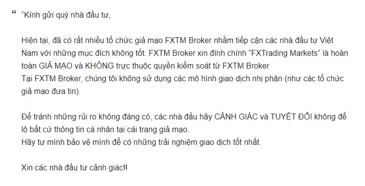 FXT exchange letter