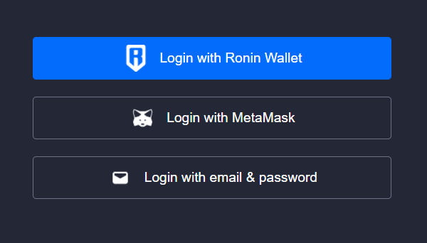 log in with Ronin Wallet