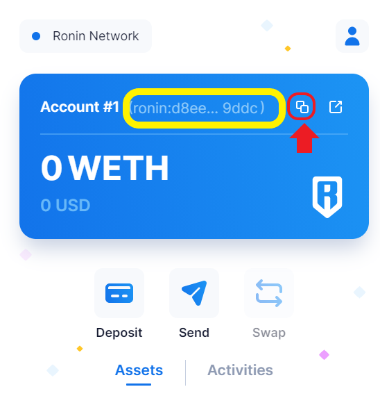 Copy the Ronin wallet address