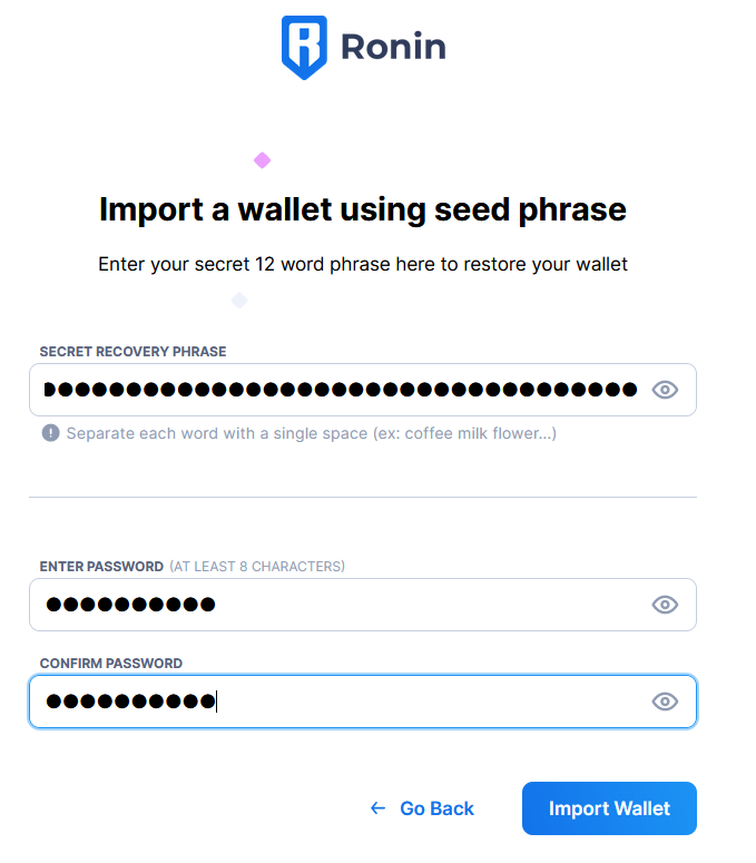 enter your wallet recovery information