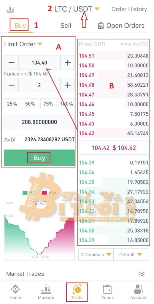 Trade coins on the Binance app.  Photo 1