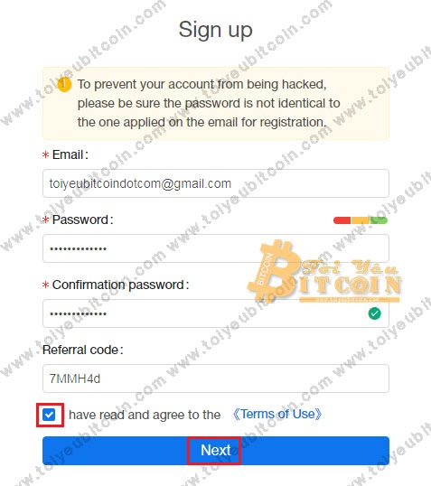 Register to create a Kucoin account.  Photo 2