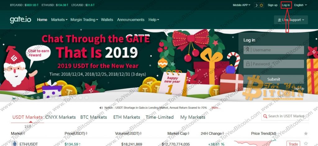 Login to Gate.io exchange.  Photo 1