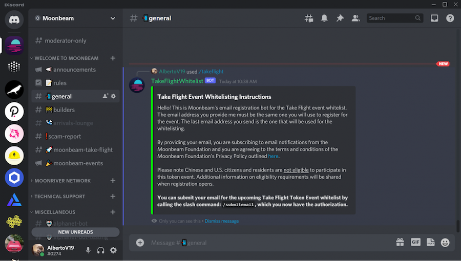 takeflight chat bot on discord