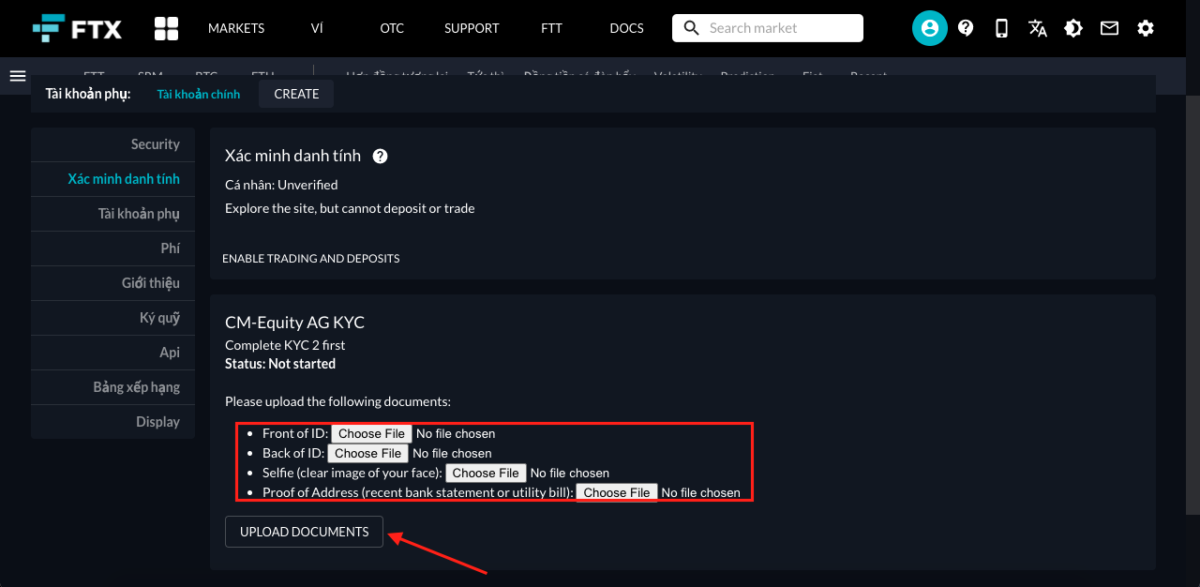 Upload identity documents