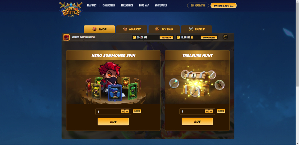 Open a chest to purchase heroes from the HeroBattle game