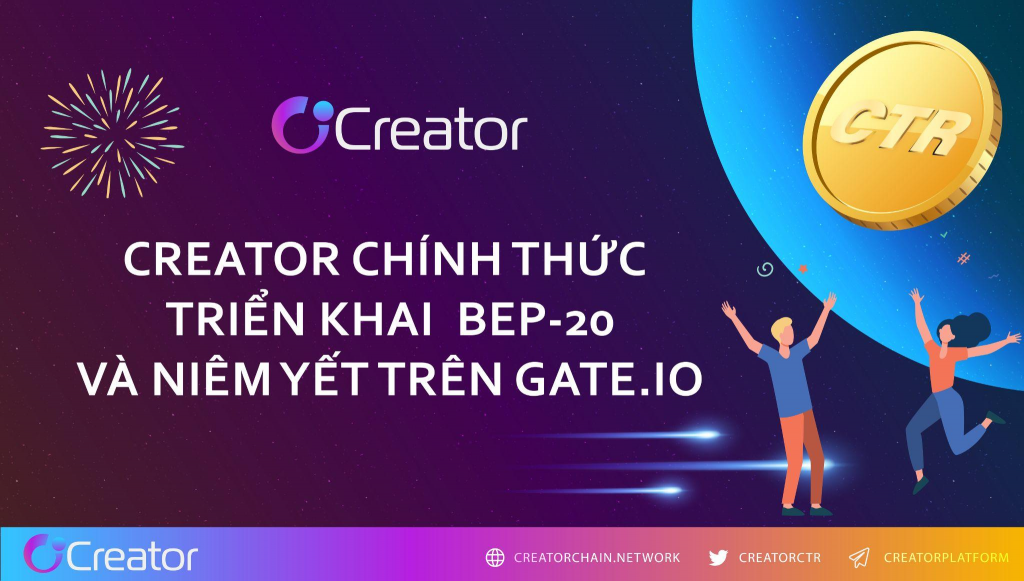 Creator (CTR) successfully distributed on BSC and listed on Gate.io