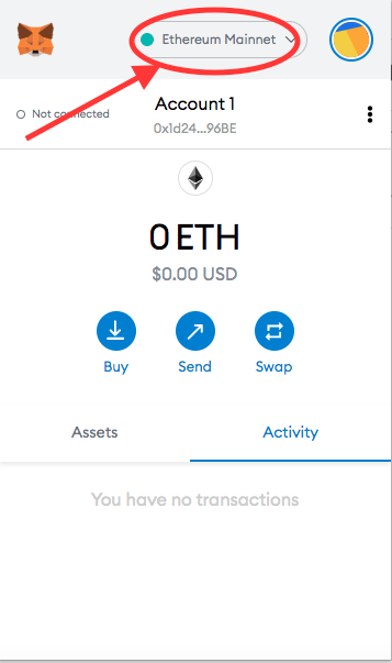 Choose Ethereum Mainnet on Metamask