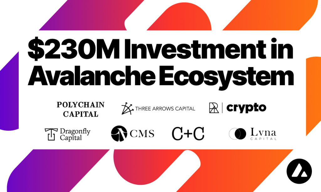 The avalanche ecosystem has received an investment of $ 230 million from a number of large funds