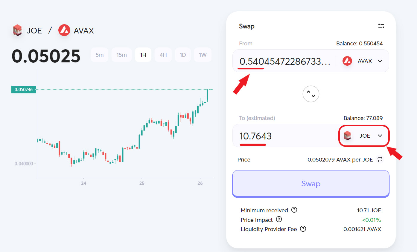 Select the type of token you want to trade