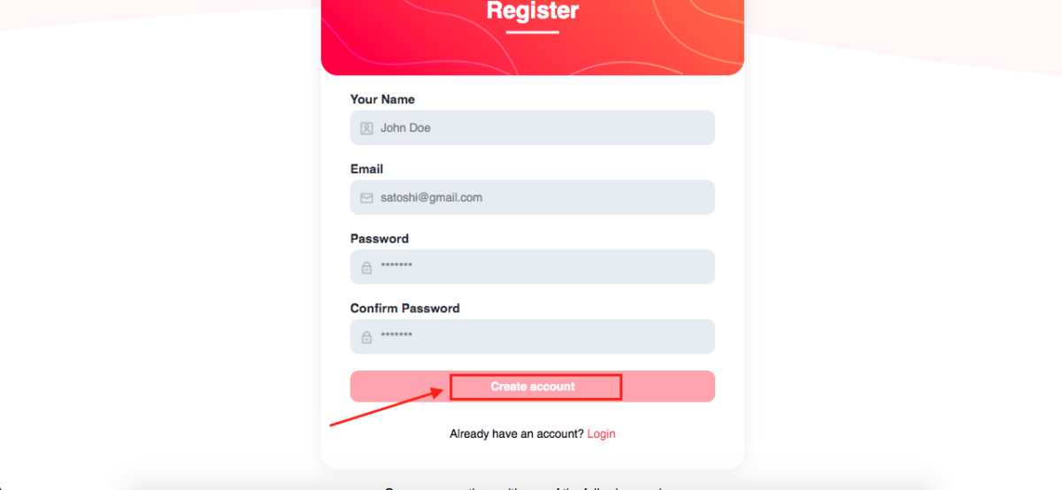 Enter your Avalaunch account information