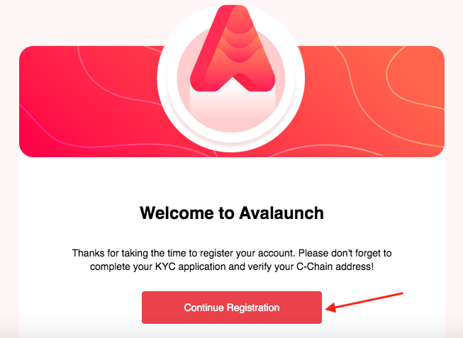 Verify your Avalaunch account registration