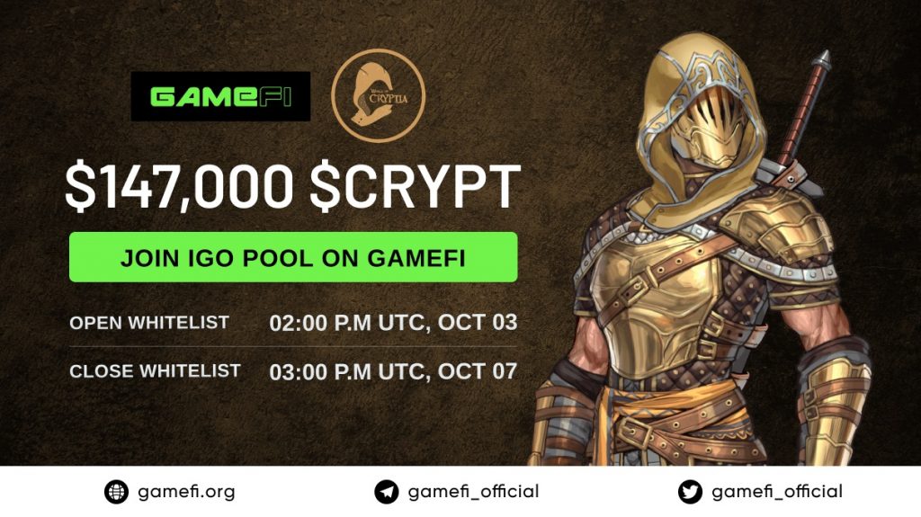 Summary of information about Cryptia IGO (CRYPT) on GameFi