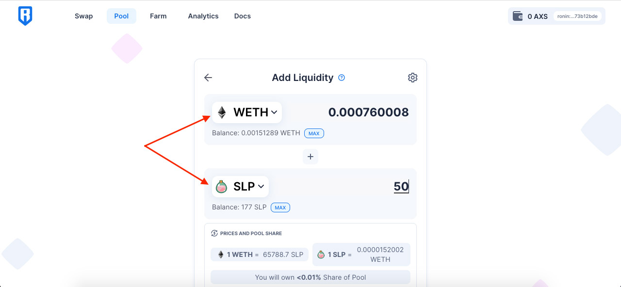 Select the token pair you want to provide liquidity for