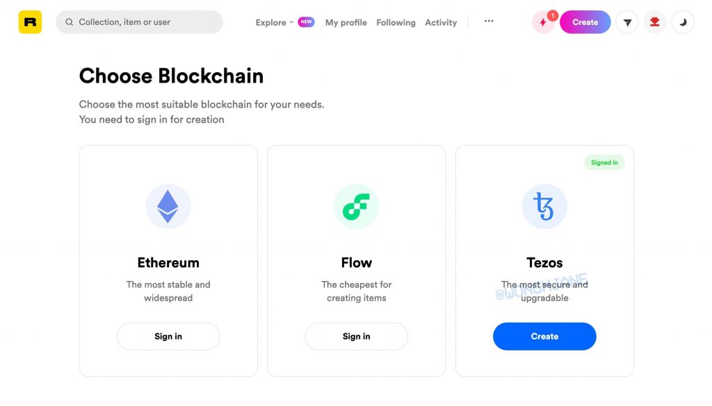 The NFT Rarible platform integrates the Tezos blockchain