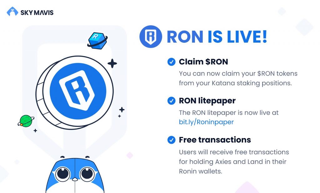 Axie Infinity officially issues RON Token Token