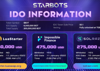 Starbots holds triple IDOs on Solrazr, Impossible Finance and LuaSwap