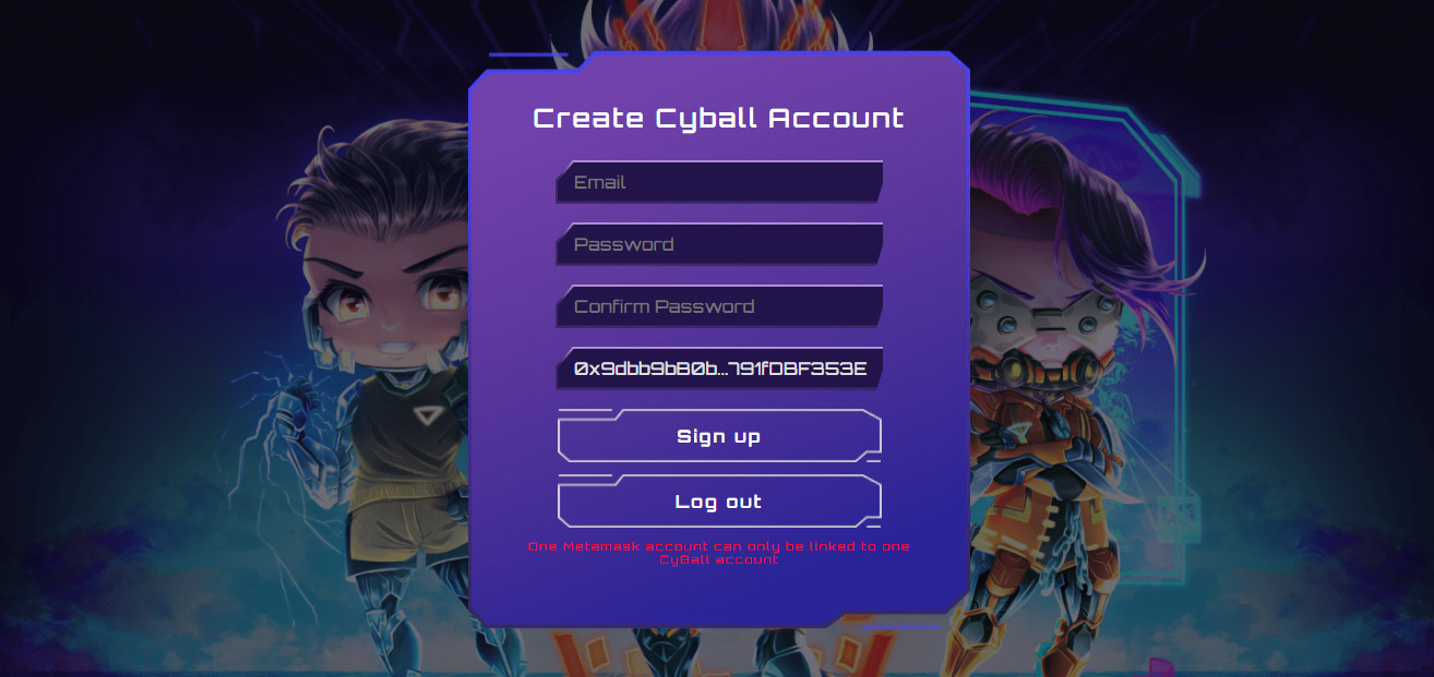 How to create a CyBallv game account