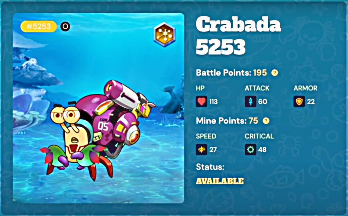 Statistics of the Crabada crab