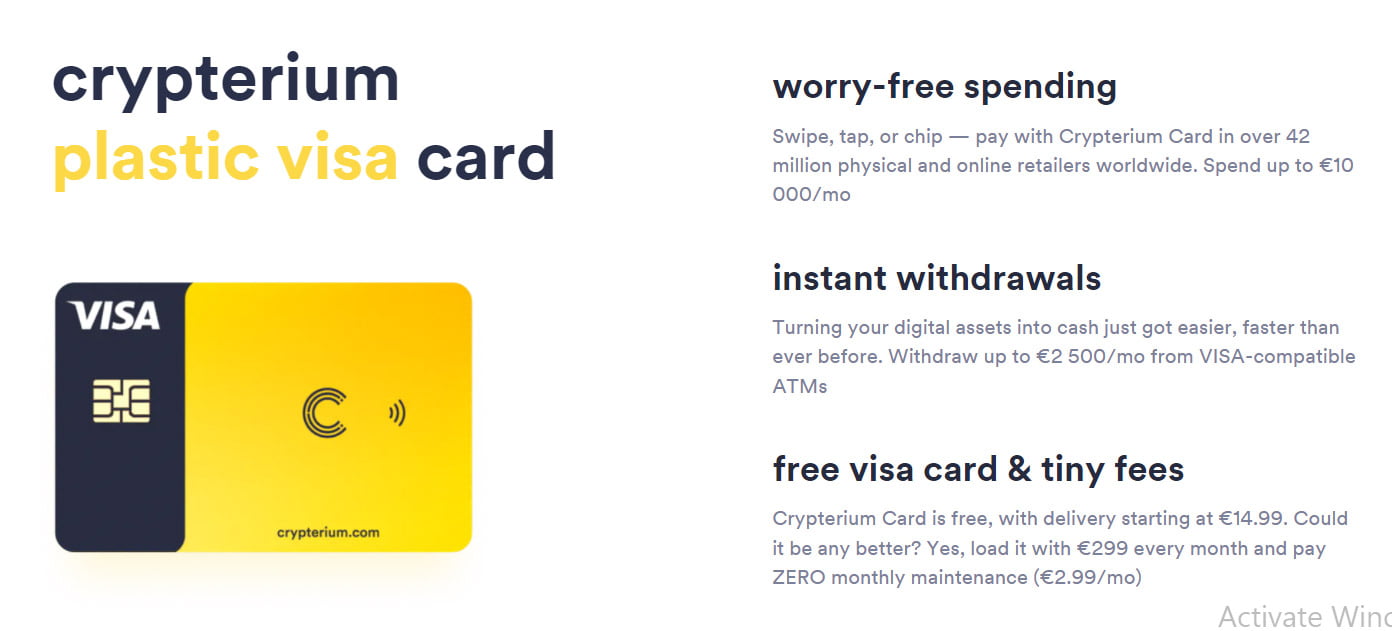 Advantages of using the Crypterium Visa card