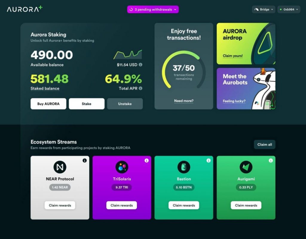 Aurora Plus free 50 monthly transactions and Airdrop NFT 10 times benefit