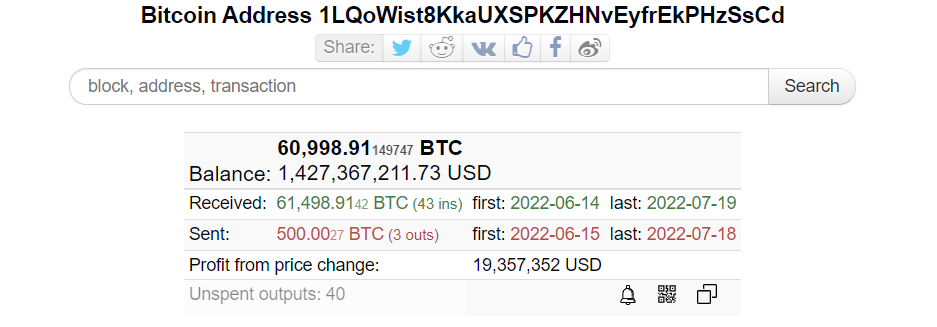 The 17th largest Bitcoin wallet on the market just created from the 3rd largest wallet transaction Source: BitInfochart