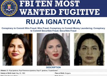 "Crypto Queen" has been "designated" by the FBI on the most wanted list