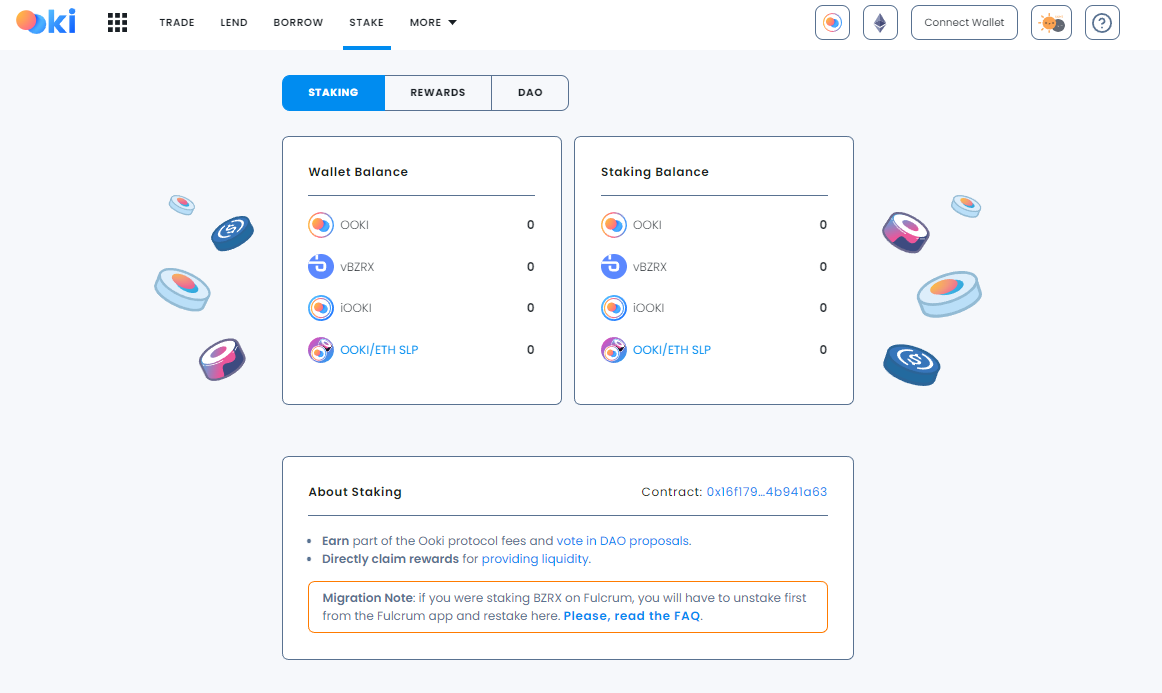 Staking interface on the Ooki protocol