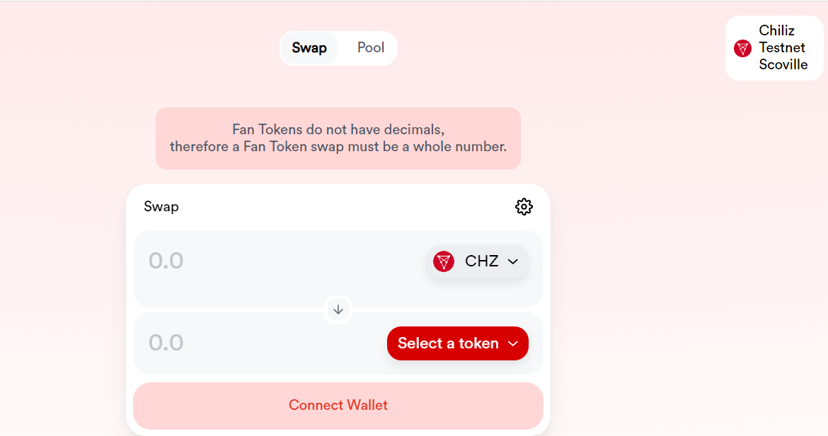 PepperSwap DEX interface on Scoville testnet 