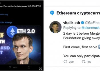 A series of fake Vitalik Buterin accounts appeared to be using The Merge to scam users