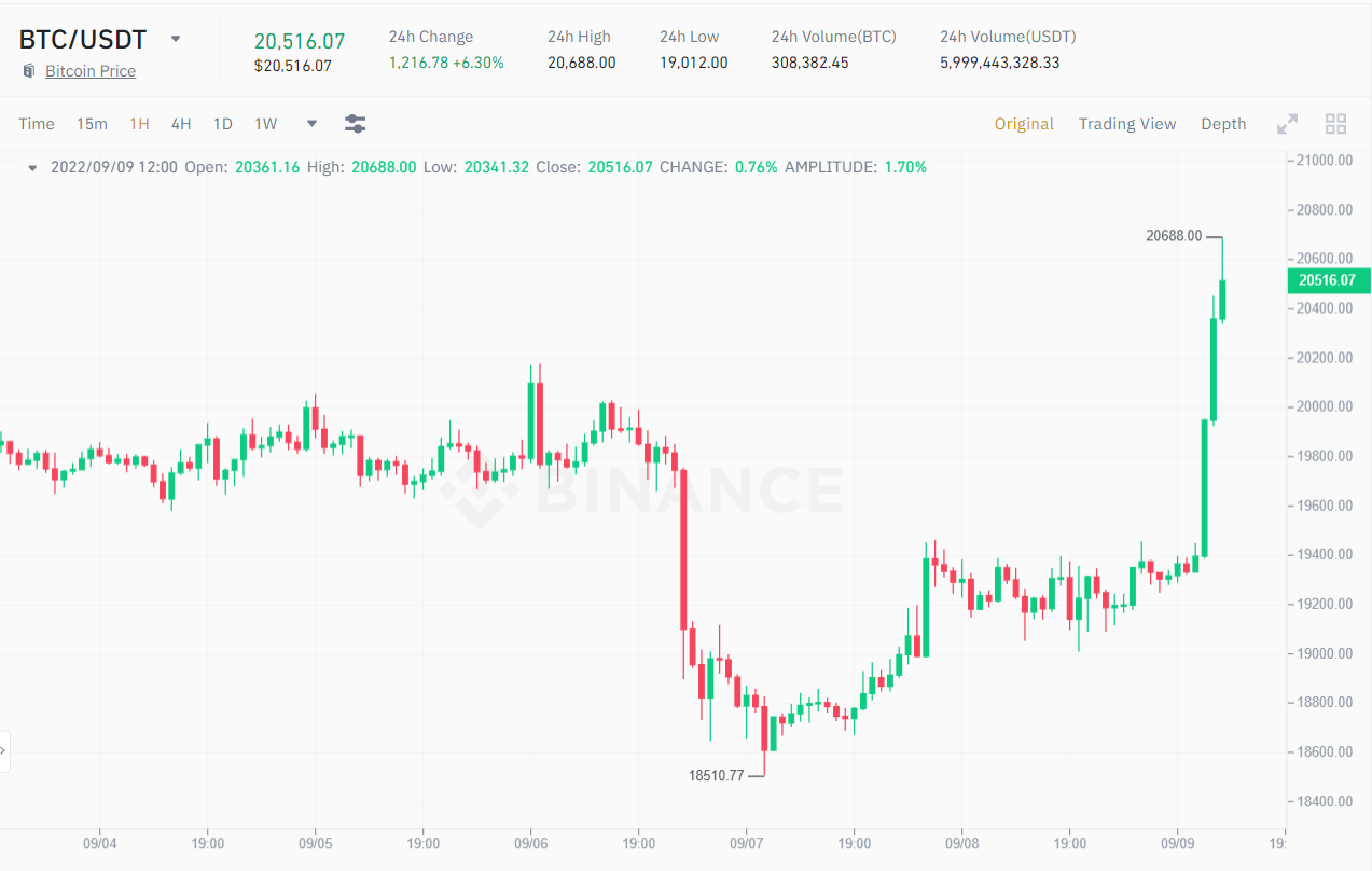 1H chart of the BTC / USDT price.  Source: Binance