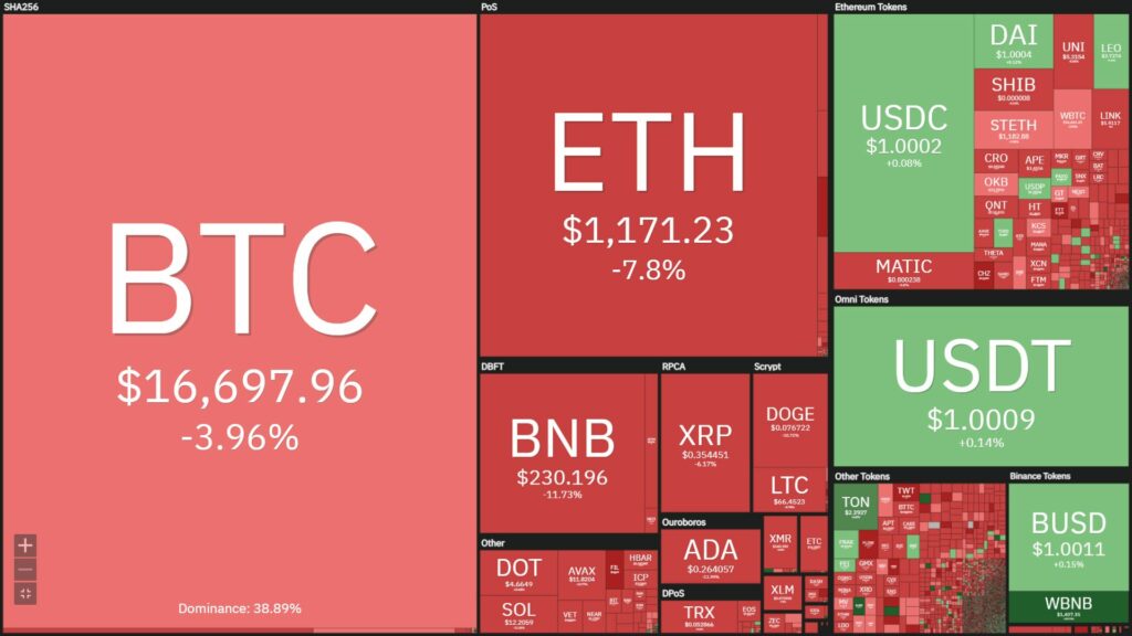 BNB led the cryptocurrency market crash on the morning of December 17th