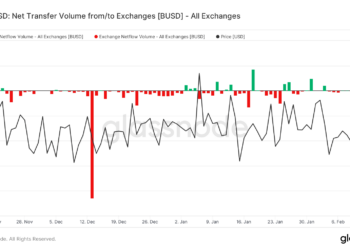 BUSD net transfer volume from/to exchanges (Source: Glassnode)