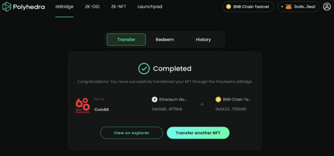 Transfer NFT to zkBridge 3