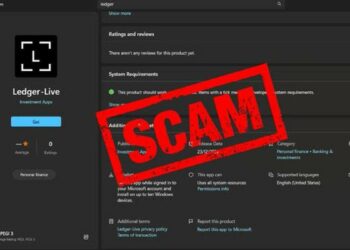 The Fake Ledger application appears on the Microsoft App Store
