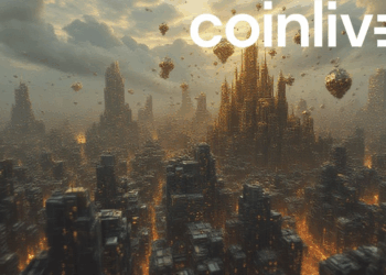 bitcoin rises chaotic cityscape